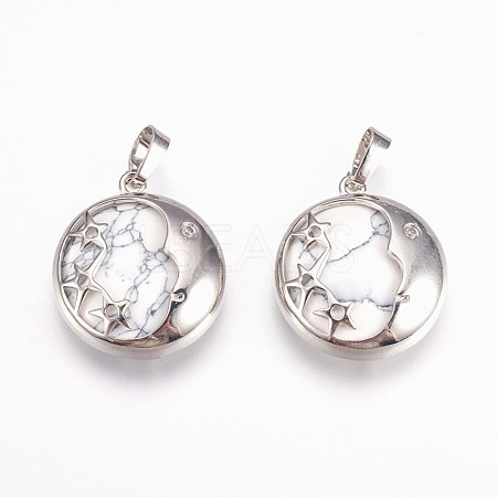 Natural Howlite Pendants G-P378-B06-1