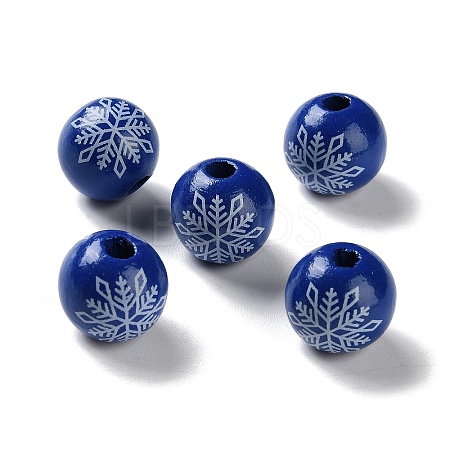 Printed Wood European Beads WOOD-Z002-08B-1