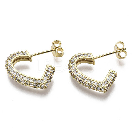 Brass Micro Pave Clear Cubic Zirconia Stud Earrings EJEW-N015-06-NF-1