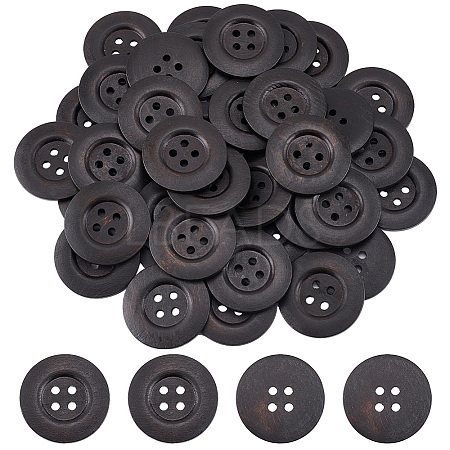 40Pcs Wood Buttons BUTT-OC0001-53B-1
