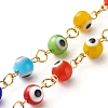 Handmade Evil Eye Lampwork Round Beads Link Chains AJEW-JB01009-3