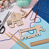 1 Set Elephant Shape  Wooden Knitting Needle Gauge & Yarn Wrap Guide Board DIY-BC0006-94-4