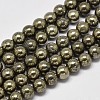 Natural Pyrite Round Beads Strands G-F197-10-8mm-2