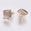 Faceted Glass Stud Earring Findings GLAA-F084-C12-2