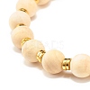 Natural Wood Round Beads Stretch Bracelet BJEW-JB07132-5