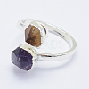 Adjustable Natural Mixed Stone Finger Rings RJEW-L079-H-S-2