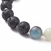 Round Natural Flower Amazonite & Lava Rock Stretch Bracelets with Brass Coin BJEW-TA00105-4