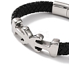 Men's Braided Black PU Leather Cord Bracelets BJEW-K243-29P-2