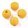 Painted Natural Wood Beehive Beads WOOD-S049-04A-09-1