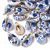 Printed Natural Cowrie Shell Pendants SSHEL-R047-02-E01-1