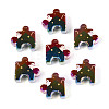 UV Plating Opaque Printed Acrylic European Beads OACR-N153-06E-1