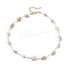 Synthetic Turquoise Starfish & Natural See Shell & Glass Seed Beaded Summer Beach Necklaces NJEW-TA00191-4