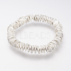 Brass Textured Beads Stretch Bracelets X-BJEW-D316-01-1