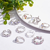 ANATTASOUL 9Pcs 9 Style Heart & Teardrop & Bat Brass & Alloy Open Cuff Rings Set RJEW-AN0001-17-5