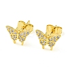 Golden Brass Micro Pave Cubic Zirconia Stud Earrings EJEW-D103-01A-G-1