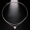 Alloy Full Crystal Rhinestone Heart Charm Double Layer Waist Chain WG7517E-04-2