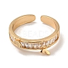 Brass with Cubic Zirconia Open Cuff Rings RJEW-B052-04G-02-2
