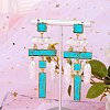 Synthetic Turquoise Rectangle Chandelier Earrings JE1132A-5