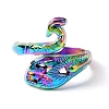 Rainbow Color Zinc Alloy Peacock Open Cuff Ring RJEW-WH0003-05A-1