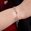 Rhodium Plated 925 Sterling Silver Satellite Chain Multi-strand Bracelets with Star Beaded JB708A-7