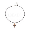 5Pcs 5 Style Natural & Synthetic Mixed Gemstone Cross Pendant Necklaces Set with Waxed Cord for Women NJEW-JN04176-4