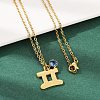 304 Stainless Steel Glass Drill Birth Stone Constellation Pendant Necklaces STAS-D305-08G-C-1