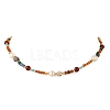 Natural Agate(Dyed & Heated) and Pearl Beaded Necklaces NJEW-JN06671-2