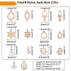 CHGCRAFT 16Pcs 8 Style Brass Micro Pave Clear Cubic Zirconia Pendants KK-CA0003-55-2