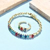 Oval Brass Micro Pave Cubic Zirconia Cuff Bangles & Rings Sets for Women SJEW-R002-06G-07-1