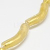 Twist Tube Shaped Handmade Gold Foil Lampwork Beads Strands X-FOIL-L006-05-2