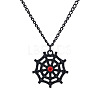 Halloween Alloy Rhinestone Spider Web Pendant Necklaces for Unisex WG8A995-05-1