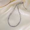 304 Stainless Steel 3 Layer Crossed Round Snake Chain Round Beads Chain Necklaces for Women FS-WG400CC-02-1