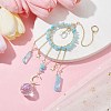 Natural Dyed Jade Imitation Aquamarine Chip Pendant Decorations with Brass Moon & Cable Chain & Electroplated Quartz Crystal Tassel HJEW-JM01650-02-2