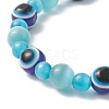 Cat Eye & Resin Evil Eye Braided Bead Bracelet for Women BJEW-JB09240-5