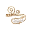 Brass Open Cuff Rings RJEW-JR00837-01-4