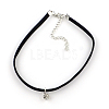 Faux Suede Cord Choker Necklaces with Platinum Tone Brass Rhinestone Pendants and Iron End Chains NJEW-R235-66-1