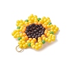 Beaded Sunflower Charms PALLOY-MZ00450-4