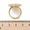 Oval 304 Stainless Steel & Paua Shell & Rhinestone Cuff Rings for Women RJEW-G346-06G-02-5