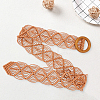 Cloth Woven Rhombus with Wood Chain Belts for Women AJEW-WH20019-125A-7