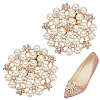 1 Pair Flower ABS Imitation Pearl Detachable Alloy Shoe Buckle Clips DIY-WR0004-08A-1