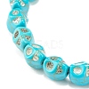 Synthetic Turquoise(Dyed) Skull Stretch Bracelet BJEW-JB08068-01-4