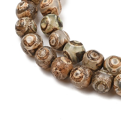 Natural Tibetan 3-Eye dZi Agate Beads Strands G-A240-A01-02-1