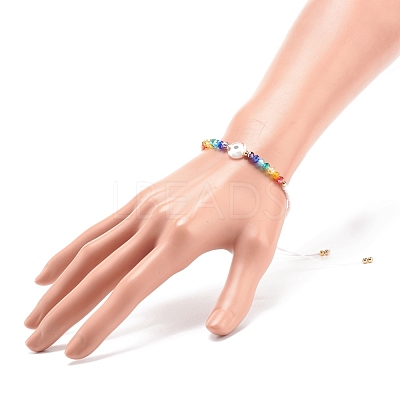 Lampwork Evil Eye & Glass Beaded Bracelet BJEW-JB08367-06-1