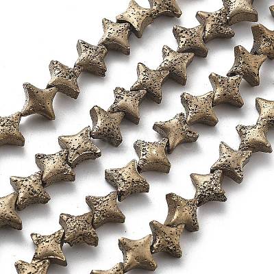 Electroplated Natural Lava Rock Beads Strands G-A251-C01-01B-1