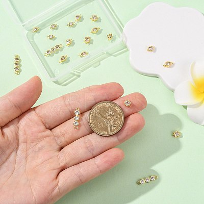 20Pcs 5 Styles Brass Pave Clear Cubic Zirconia Links Connector Charms KK-FS0002-05-1