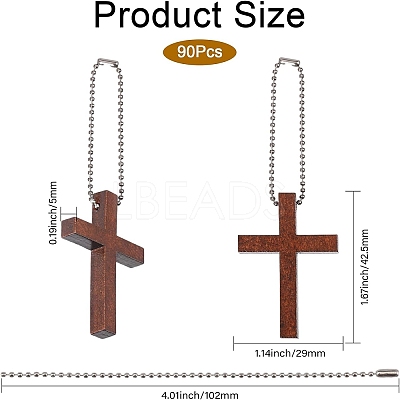 DIY Cross Wood Pendant Decoration Making Kit DIY-GL0004-110-1
