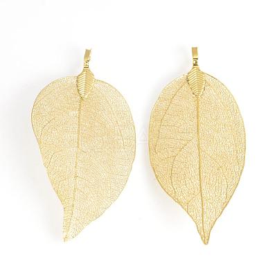 Electroplated Natural Leaf Big Pendants IFIN-Q119-03E-1