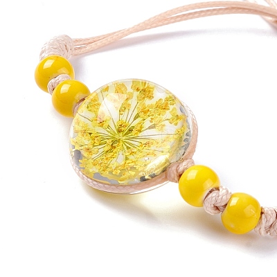 Handmade Dry Pressed Flower Link Bracelet for Girl Women BJEW-C004-01D-1
