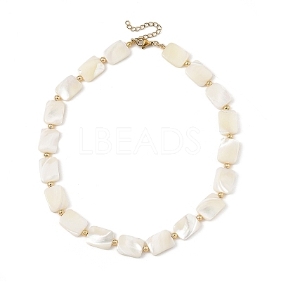 Natural Trochid Shell/Trochus Shell Rectangle Beaded Necklaces for Women NJEW-JN06401-1