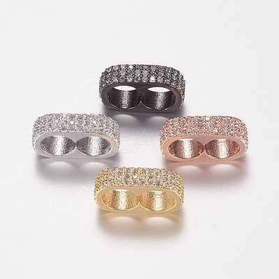 Brass Micro Pave Cubic Zirconia Multi-strand Links ZIRC-A008-12-1